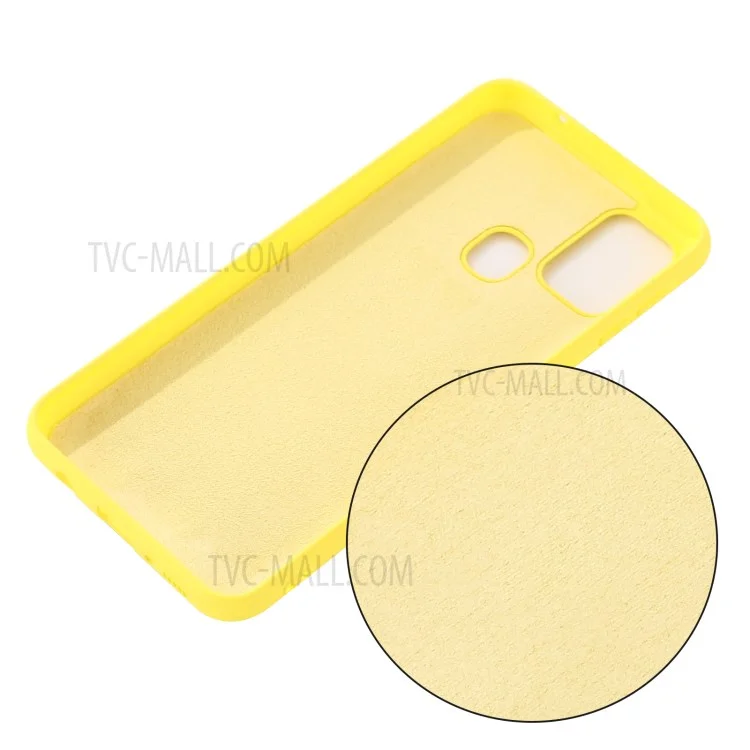 Liquid Silicone Phone Protective Case with Strap for Motorola Moto G9 Power - Yellow