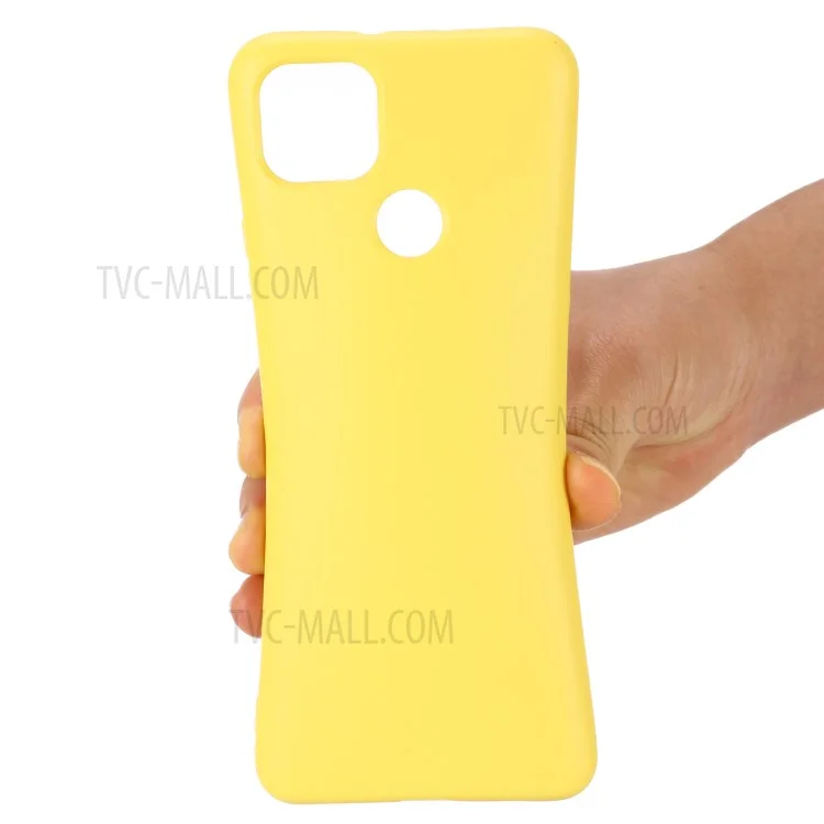 Liquid Silicone Phone Protective Case with Strap for Motorola Moto G9 Power - Yellow