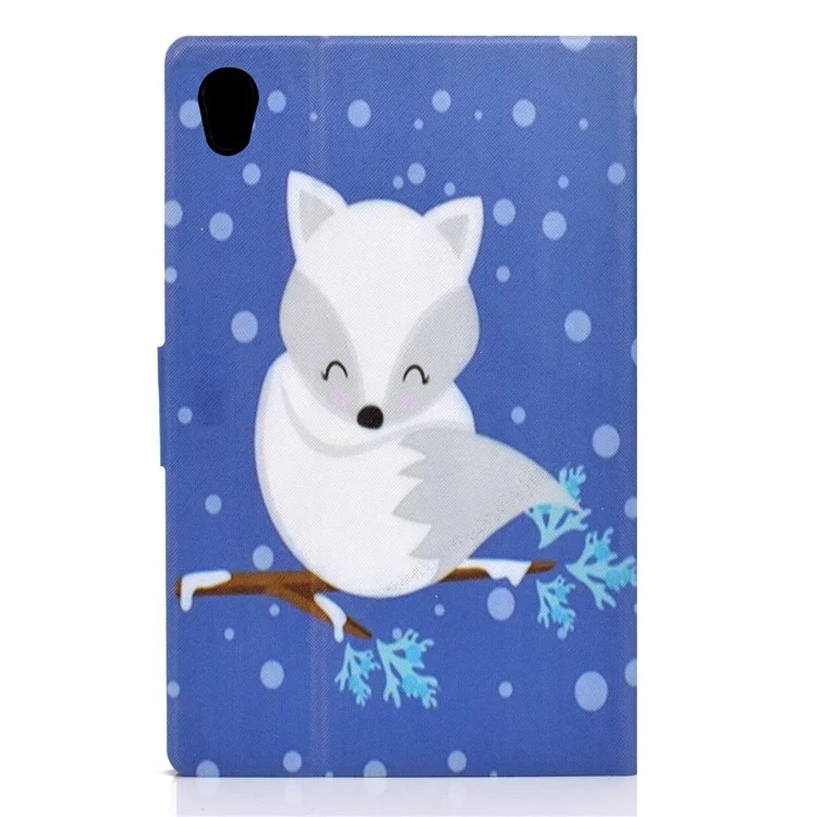 Pattern Printing Leather Stand Protector for Lenovo Tab M10 HD Gen 2 X306X Tablet Shell - White Fox