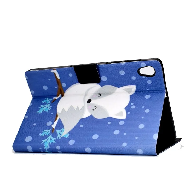 Pattern Printing Leather Stand Protector for Lenovo Tab M10 HD Gen 2 X306X Tablet Shell - White Fox