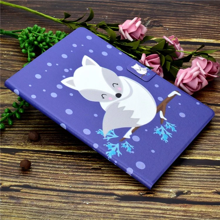 Pattern Printing Leather Stand Protector for Lenovo Tab M10 HD Gen 2 X306X Tablet Shell - White Fox