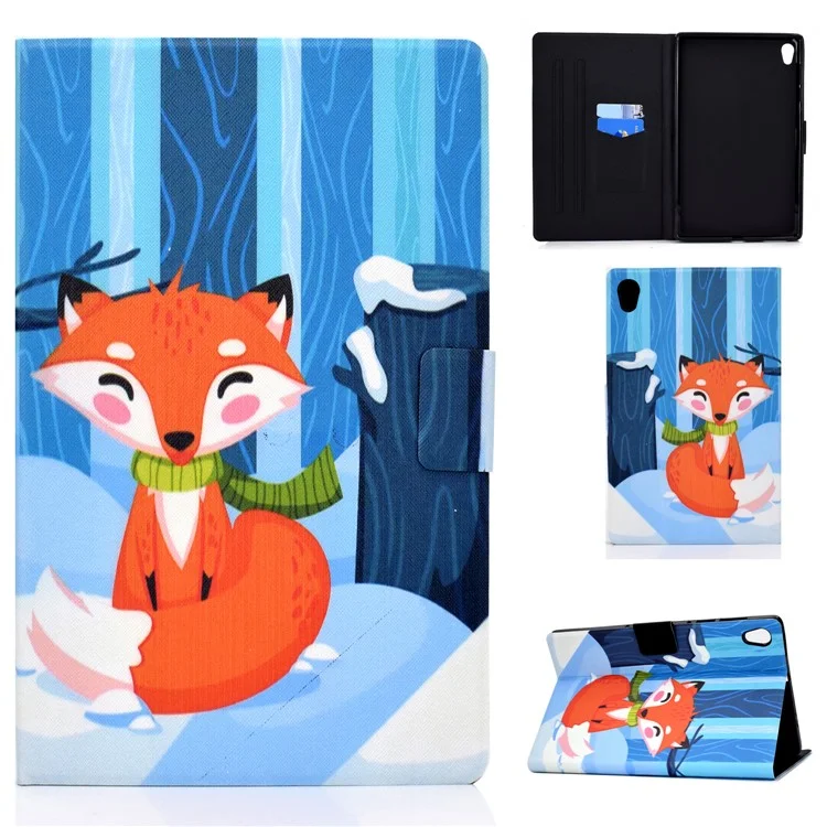 Pattern Printing Leather Stand Protector for Lenovo Tab M10 HD Gen 2 X306X Tablet Shell - Fox
