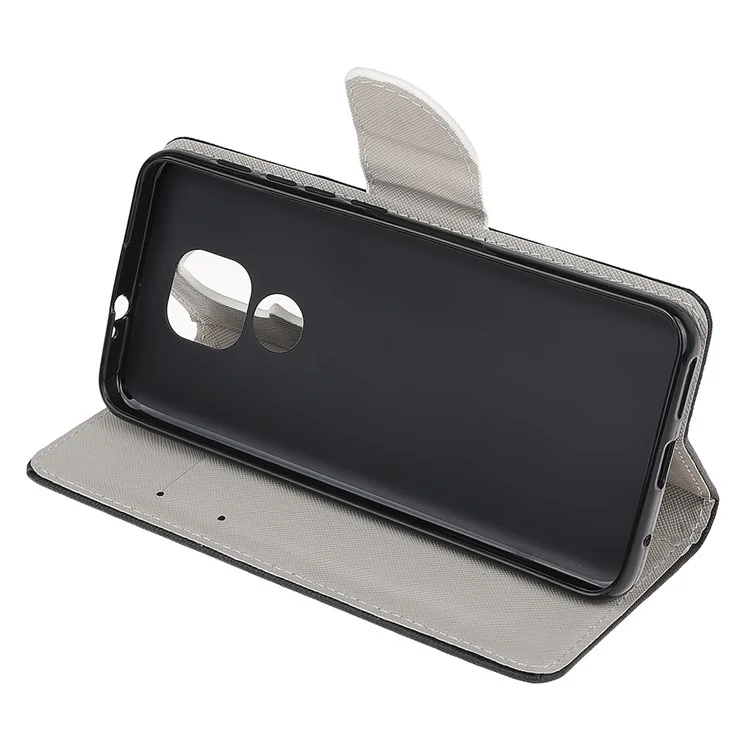 Stand Protector for Motorola Moto E7 Printing Cross Texture Leather Cover - Don‘t Touch My Phone