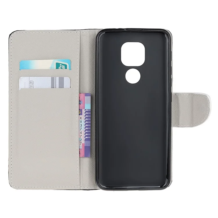 Stand Protector for Motorola Moto E7 Printing Cross Texture Leather Cover - Don‘t Touch My Phone