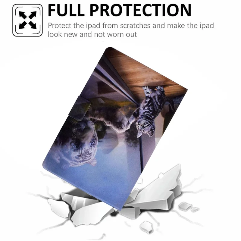 TPU + PU Leather Pattern Printing Tablet Case for Lenovo Tab M10 Plus - Cat and Tiger