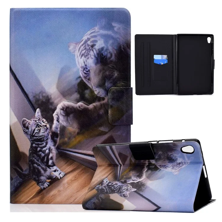 Funda para Tablet TPU + Piel Sintética con Estampado de Patrón para Lenovo Tab M10 HD Gen 2 X306X - Gato y Tigre