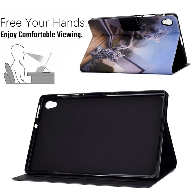 Funda para Tablet TPU + Piel Sintética con Estampado de Patrón para Lenovo Tab M10 HD Gen 2 X306X - Gato y Tigre