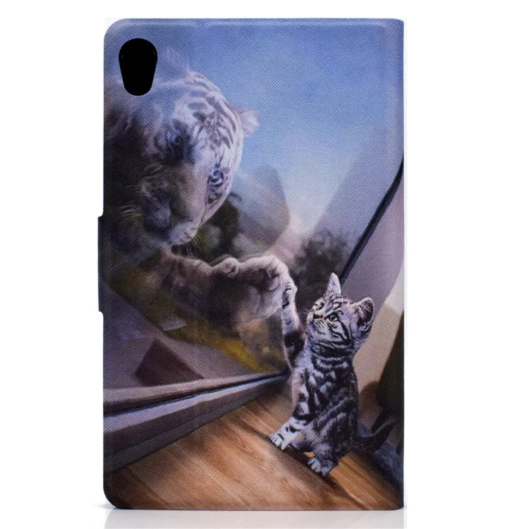 Funda para Tablet TPU + Piel Sintética con Estampado de Patrón para Lenovo Tab M10 HD Gen 2 X306X - Gato y Tigre