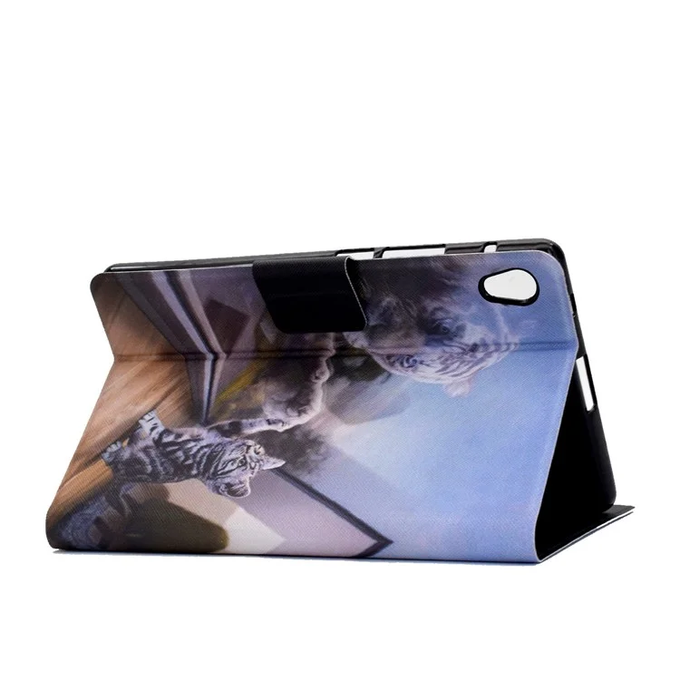 Funda para Tablet TPU + Piel Sintética con Estampado de Patrón para Lenovo Tab M10 HD Gen 2 X306X - Gato y Tigre
