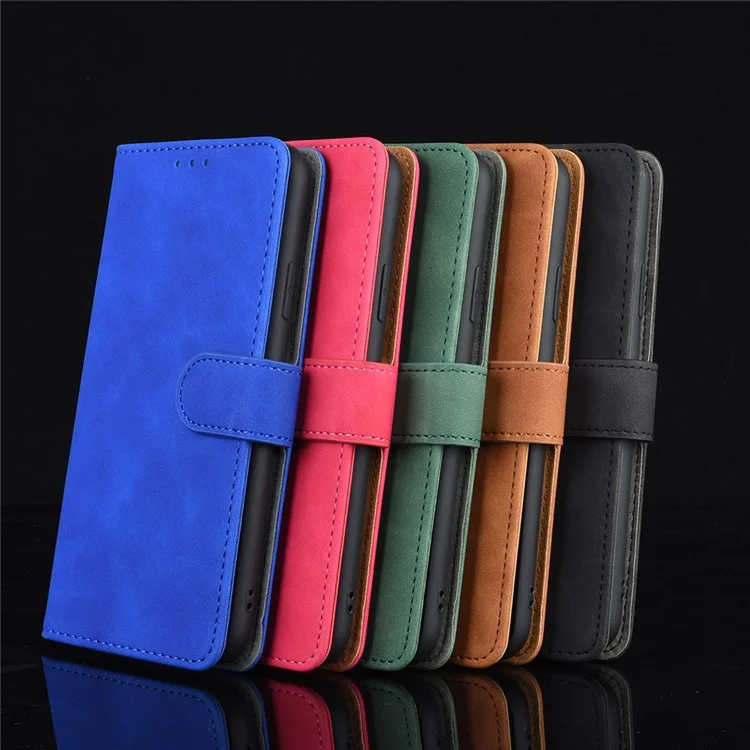 Delicate PU Leather Wallet Cell Phone Case for Motorola Moto E7 - Black