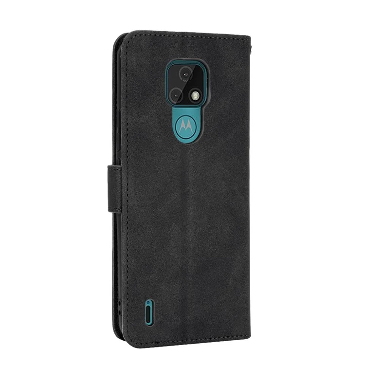 Delicate PU Leather Wallet Cell Phone Case for Motorola Moto E7 - Black