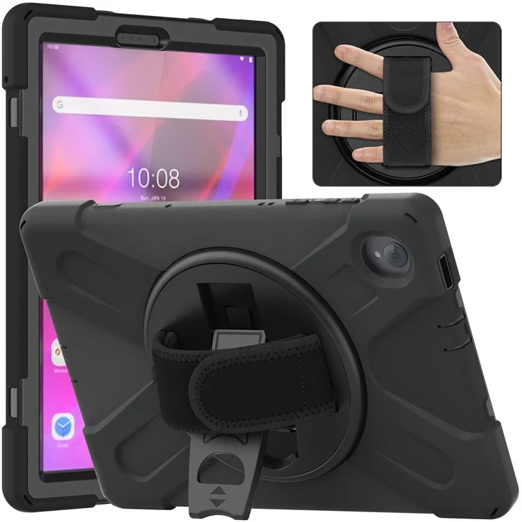 360° Swivel Kickstand  PC + Silicone Tablet Case Shell for Lenovo Tab M10 Plus - Black