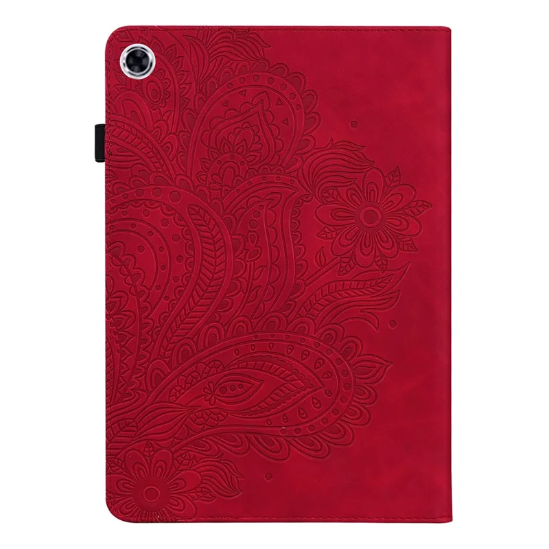 For Lenovo M10 Plus / Smart Tab M10 FHD Plus X606F Imprinted Flower Pattern Leather Wallet Stand Tablet Protective Shell - Red