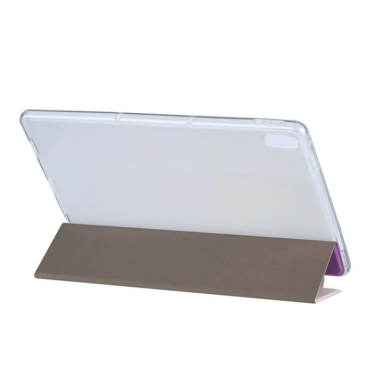 Tri-Fold Stand Design in Pelle Copertina di Copertina di Copertina Con Stampa di Motivi Per Lenovo Tab P11 TB-J606F - Fiore Viola