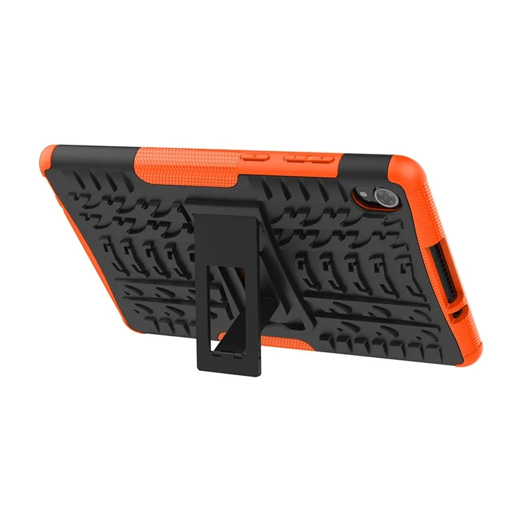 Caixa de Casca Híbrida do Pneu Cool Dobrável PC + TPU Para Lenovo Tab M8 TB-8705F - Laranja