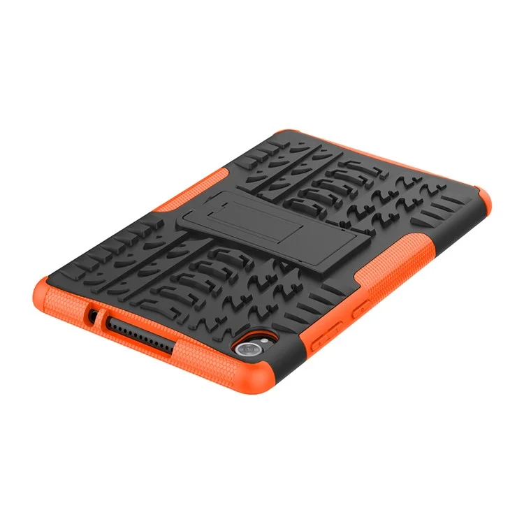 Foldable Kickstand Cool Tyre PC + TPU Hybrid Shell Case for Lenovo Tab M8 TB-8705F - Orange