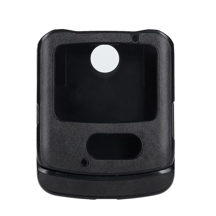 Funda de teléfono de PC revestida de cuero para Motorola Razr 5G - Negro