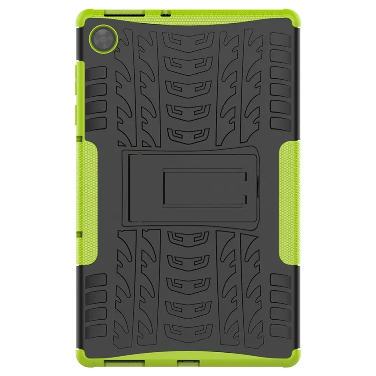 Kickstand Design Cover Cool Tyre Surface PC + TPU Hybrid Tablet Shell Case for Lenovo Tab M10 HD Gen 2 X306 - Green