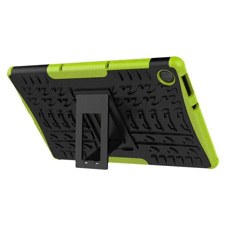 Kickstand Design Cover Cool Tyre Surface PC + TPU Hybrid Tablet Shell Case for Lenovo Tab M10 HD Gen 2 X306 - Green