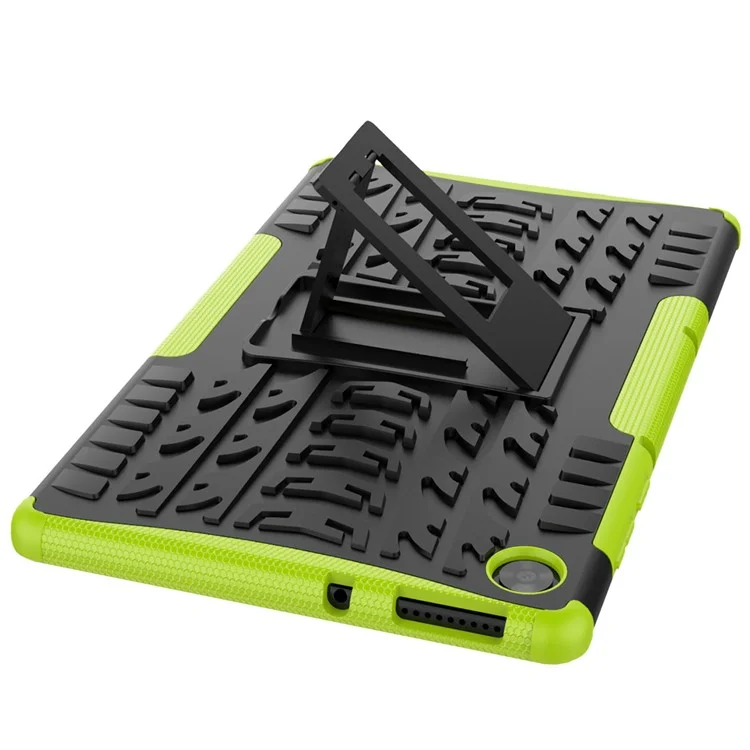 Kickstand Design Cover Cool Tyre Surface PC + TPU Hybrid Tablet Shell Case for Lenovo Tab M10 HD Gen 2 X306 - Green