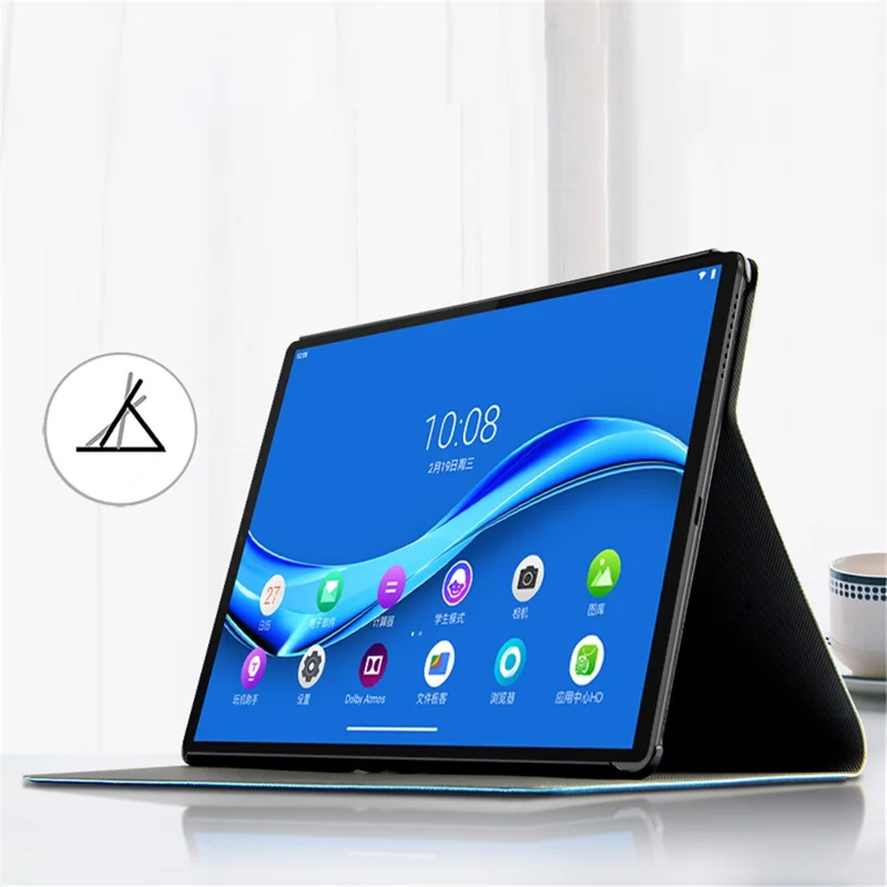 Imprint Deer and Quote Pattern Leather + Plastic Tablet Shell for Lenovo Tab M10 Plus - Blue