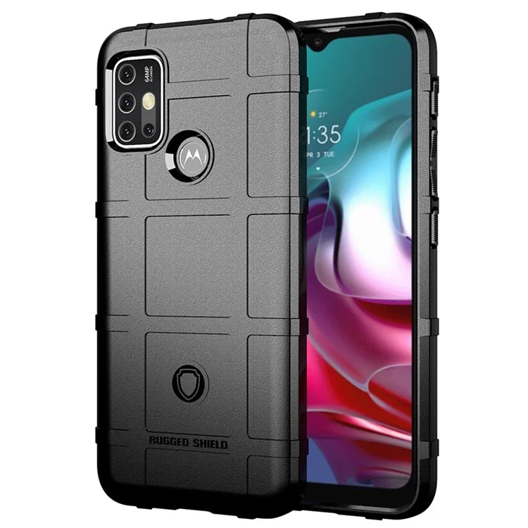 Для Motorola Moto G30/G20 / Moto G10 Ударопрочный защитный квадратный сетчатый чехол из ТПУ для задней панели - черный
