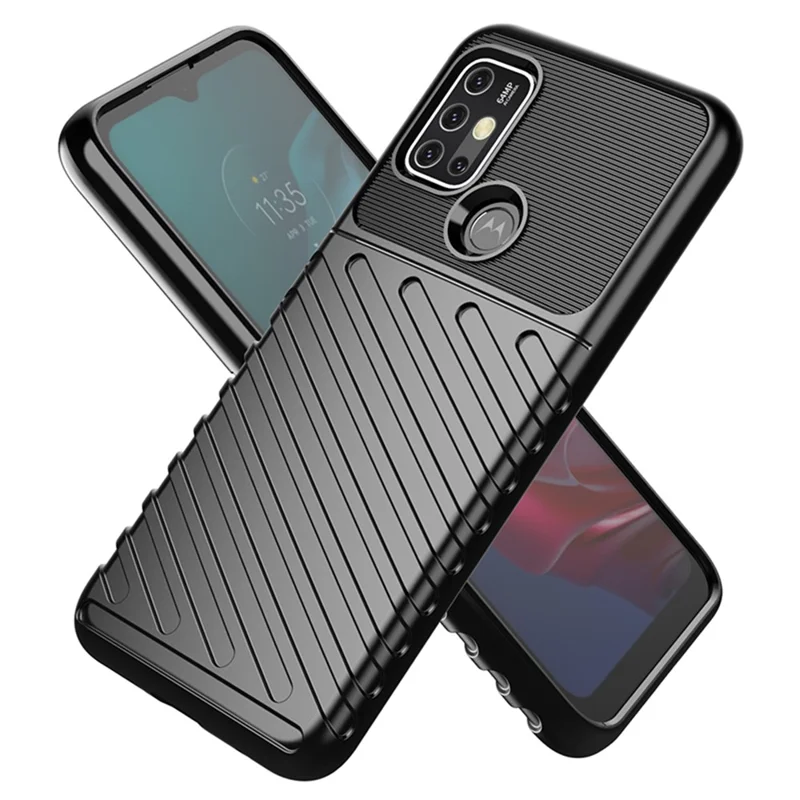 Thunder Series Twill Texture Thickened TPU Protective Cover Case for Motorola Moto G30/G20 / Moto G10 - Black