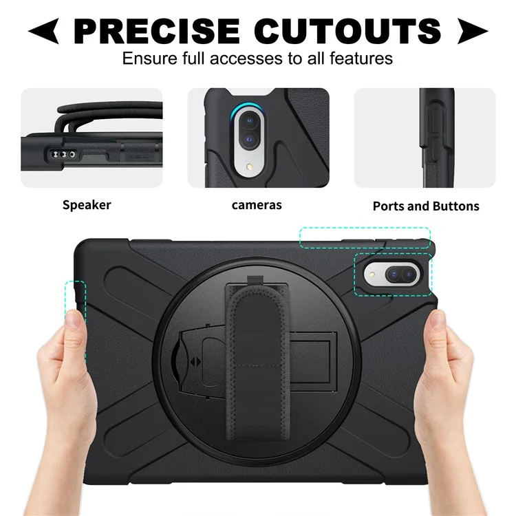 360° Rotary Kickstand Design PC + Silikon Tablet-Gehäuseschale für Lenovo Tab P11 Pro TB-J706F - Schwarz
