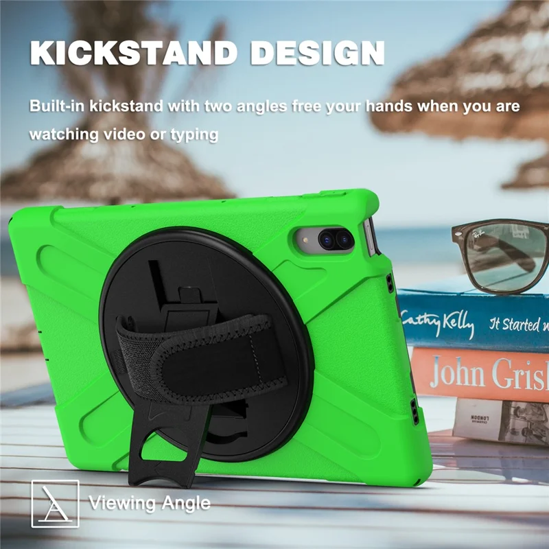 360° Rotary Kickstand Design PC + Silicone Tablet Case Shell for Lenovo Tab P11 Pro TB-J706F - Green