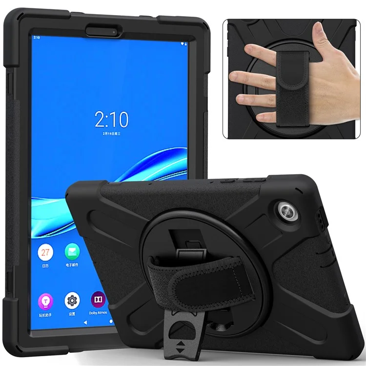 360° Swivel Kickstand  PC + Silicone Tablet Case Shell for Lenovo M10 X306X - Black