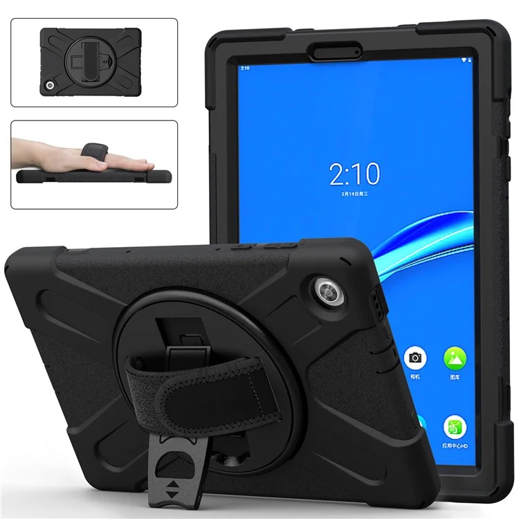 360° Swivel Kickstand  PC + Silicone Tablet Case Shell for Lenovo M10 X306X - Black