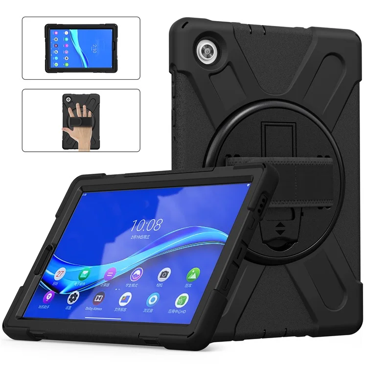 360° Swivel Kickstand  PC + Silicone Tablet Case Shell for Lenovo M10 X306X - Black