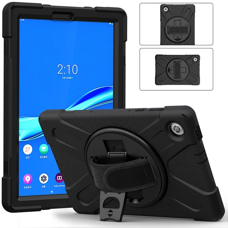 360° Swivel Kickstand  PC + Silicone Tablet Case Shell for Lenovo M10 X306X - Black