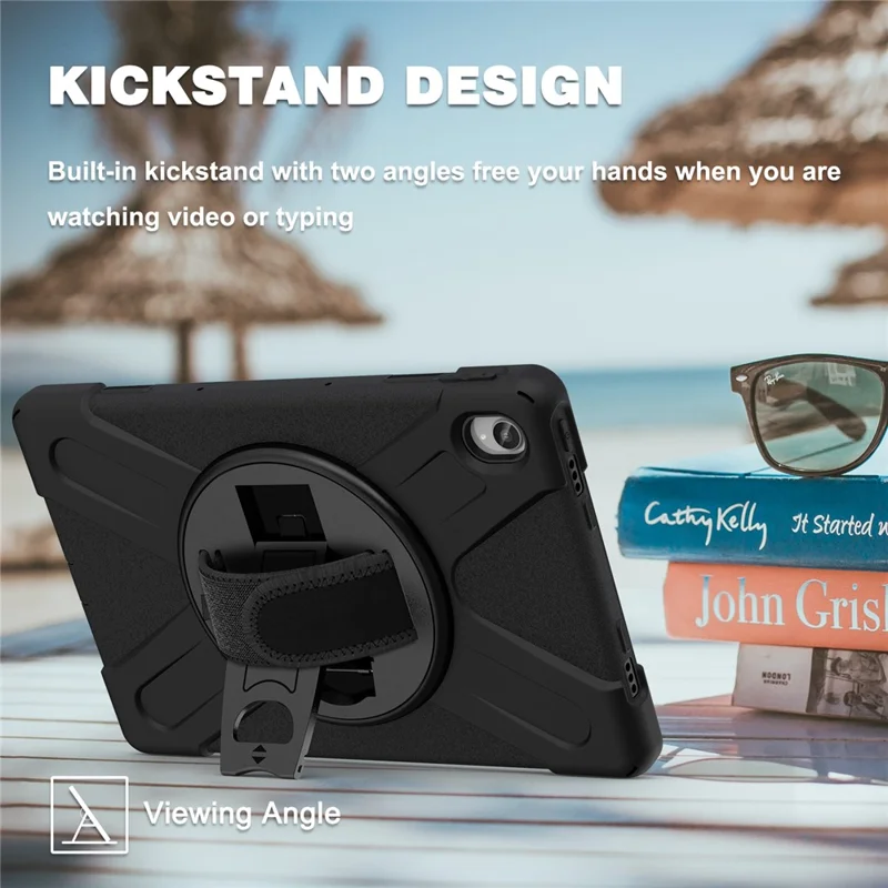 360° Rotary Kickstand Design PC + Silicone Tablet Case Shell for Lenovo Tab P11 TB-J606F / Tab P11 5G / Tab P11 Plus TB-J616 - Black