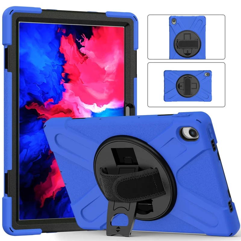 360° Rotary Kickstand Design PC + Silicone Tablet Case Shell til Lenovo Tab P11 TB-J606F / Tab P11 5G / Tab P11 Plus TB-J616 - Blå