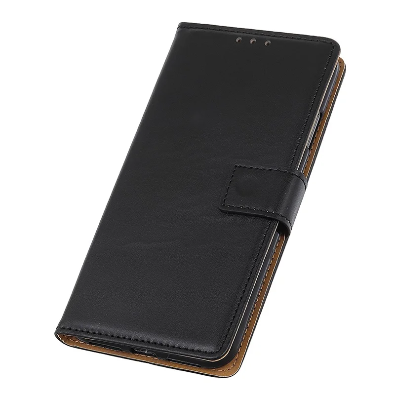Magnetic Clasp Wallet Design Leather Shell Case with Stand for Motorola Moto G30 - Black