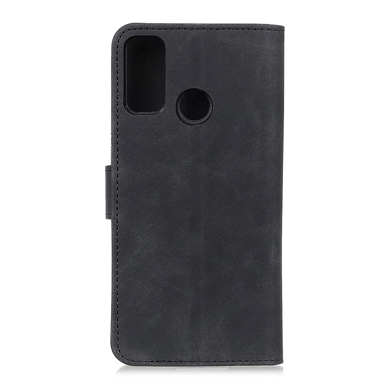 Portefeuille KHAZNEH Design Rétro Style Folio Flip en Cuir PU pour Motorola Moto G30 - Noir