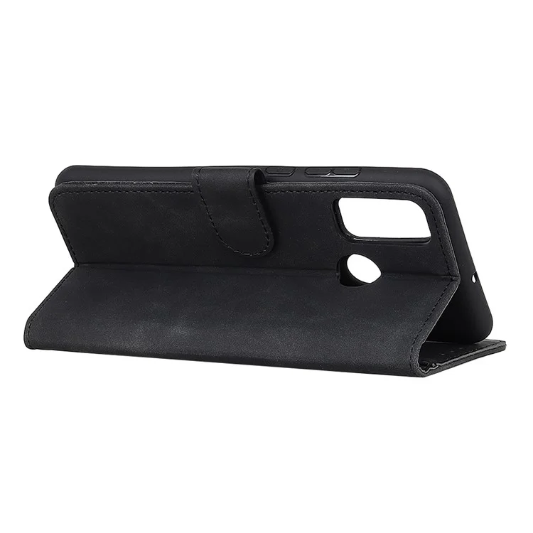 Portefeuille KHAZNEH Design Rétro Style Folio Flip en Cuir PU pour Motorola Moto G30 - Noir