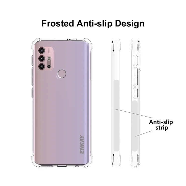 Enkay Hat Prince Enk-pc104 Anti-slip 4 Corners Airbag Airbag Airbag Clear TPU Couverture Pour Motorola Moto G10 / G30 / G20