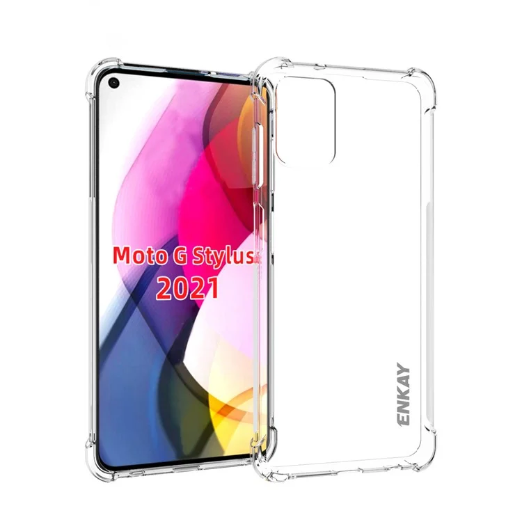 Enkay Hat Prince Enk-pc103 Engrosse 4 Corners Airbag Airbag Anti-slip Flexível TPU Transparente TPU Caso Para Motorola Moto G Stylus 4G (2021)