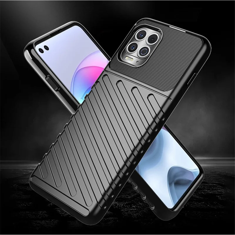 Thunder Series Twill Texture Thickened TPU Protective Cover Case for Motorola Edge S / Moto G100 - Blue