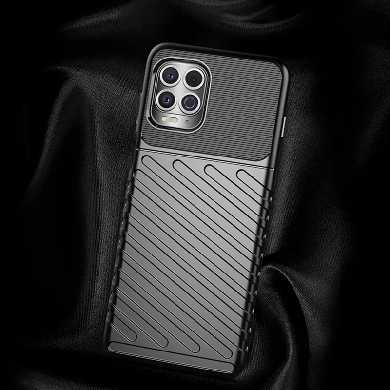 Thunder Series Twill Texture Thickened TPU Protective Cover Case for Motorola Edge S / Moto G100 - Blue