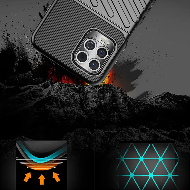 Thunder Series Twill Texture Thickened TPU Protective Cover Case for Motorola Edge S / Moto G100 - Blue