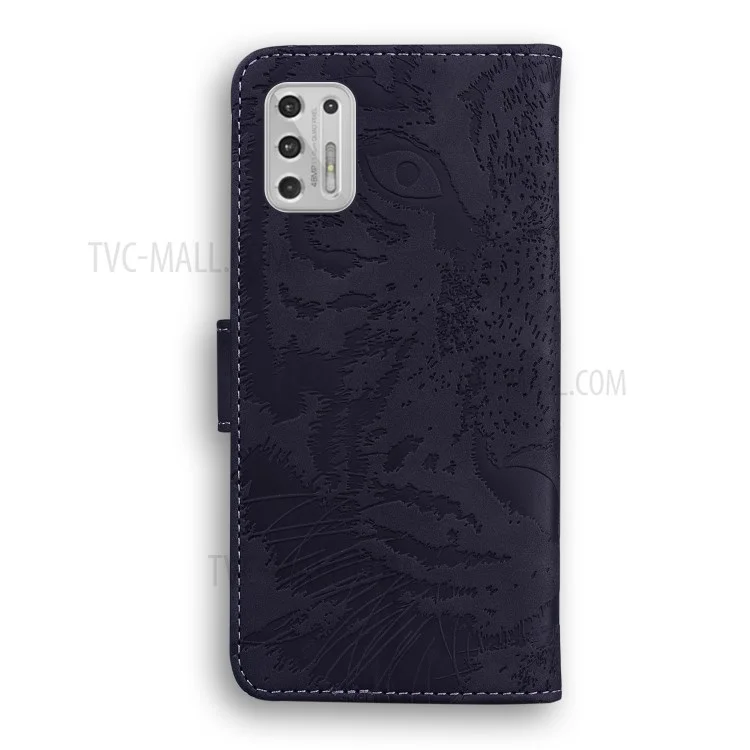 Imprinted Tiger Pattern Stand Wallet Case Leather Cover for Motorola Moto G Stylus 4G (2021) - Black