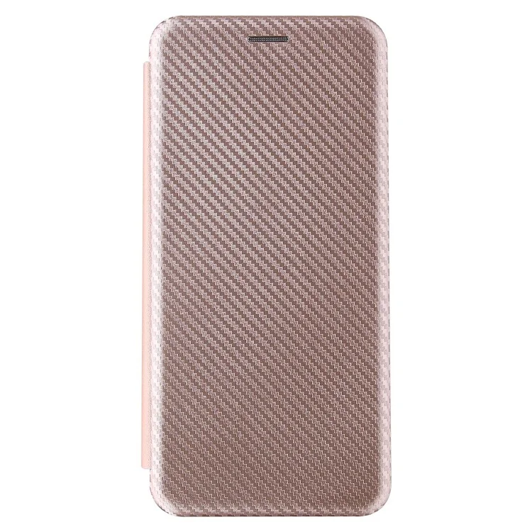 Support Auto-absorbé Texture en Fibre de Carbone Couverture de Coque en Cuir Pour Motorola Moto G30 / G20 / G10 - or Rose