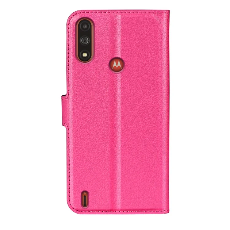 Wallet Design Litchi Texture PU Leather Stand Cover Shell for Motorola Moto E7 Power / Moto E7i Power - Rose