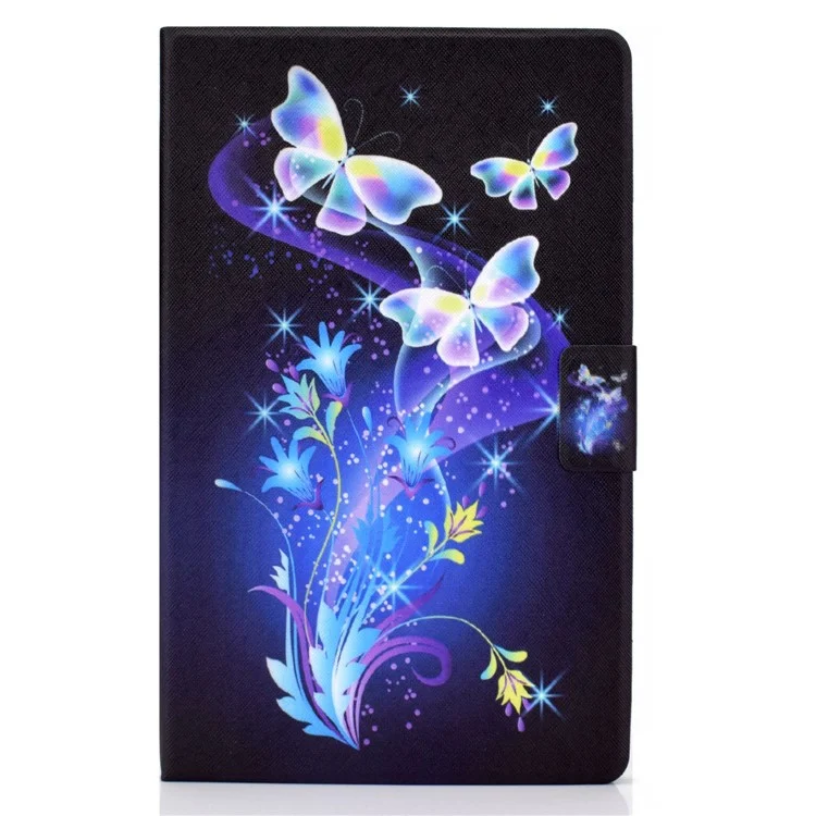 Étui de protection en cuir pour tablette Lenovo Tab M10 Plus avec motif imprimé - Papillons et fleurs