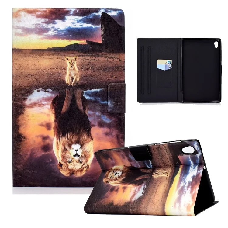 Shock-Proof Pattern Printing Leather Full Protection Tablet Case for Lenovo Tab M10 HD Gen 2 X306 - Lion