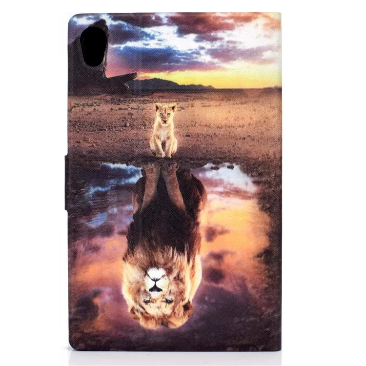 Shock-Proof Pattern Printing Leather Full Protection Tablet Case for Lenovo Tab M10 HD Gen 2 X306 - Lion