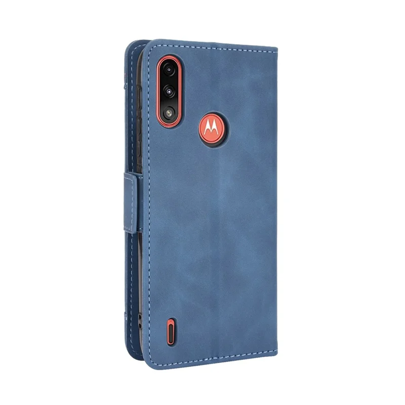 Wallet Design Leather Phone Feature Protective Cover Case with Stand and Multiple Card Slots for Motorola Moto E7 Power/Moto E7i Power - Blue